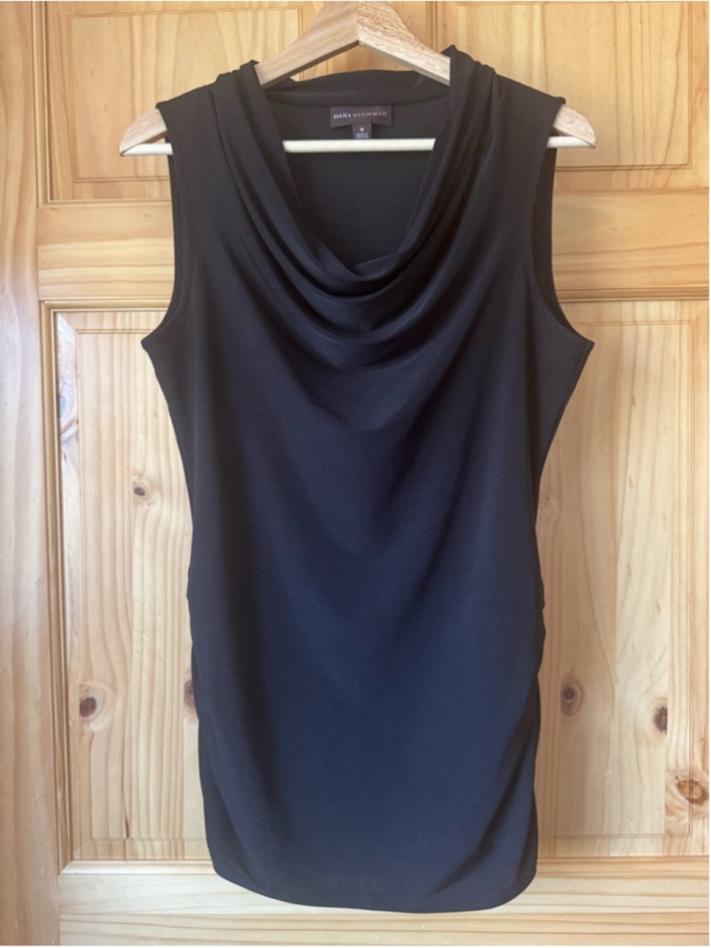 Dana Buchman Polished Black Sleeveless Cowl Neck Shell Top size medium